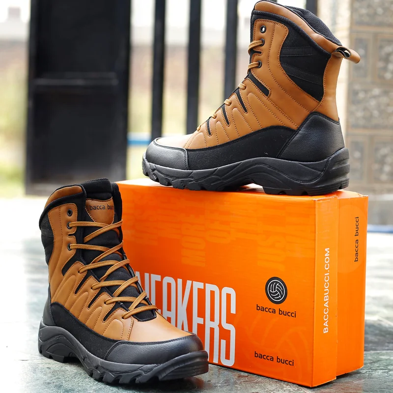 Bacca Bucci Brown Flame 7 Eye Moto Waterproof Snow Boots for Men | Best Price UAE